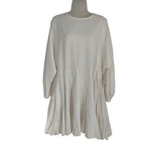 Palms Away White Flowy Long-Sleeve Tunic Dress boutique M coastal minimalist